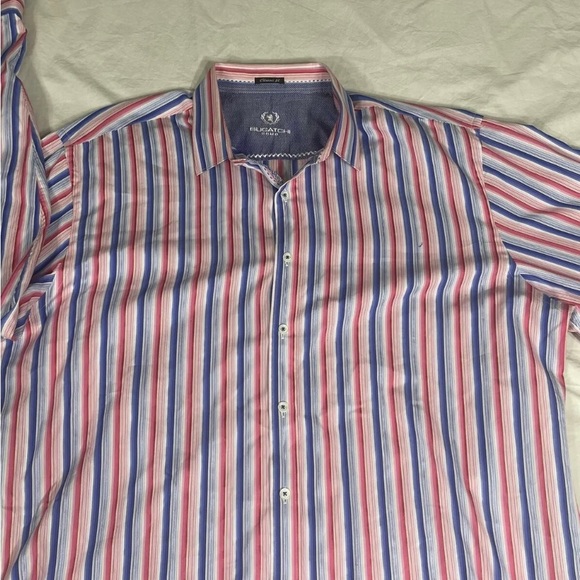 Bugatchi Mens Multicolor Striped Long Sleeve Button Up Shirt Size XXL - Picture 4 of 11